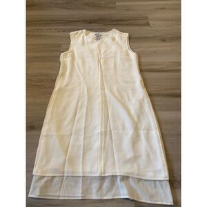 Carmen, women’s white v-neck, sleeveless midi lined back zip dress size XS